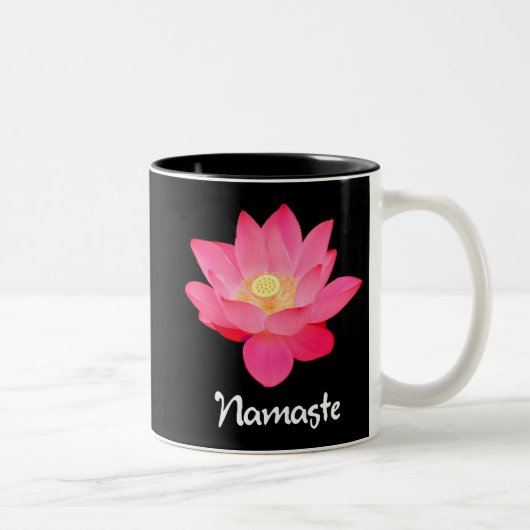 Namaste Lotos-Blumen-Entwurfsgeschenke Zweifarbige Tasse (Rechts)