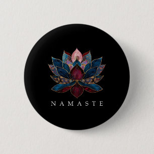 Namaste Lotosblume Zen Buddhismus Yogi Buddhistisc Button