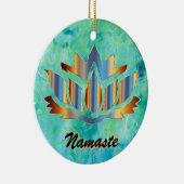 Namaste Lotus Blau-Verzierung Keramik Ornament (Rechts)