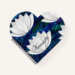Namaste Lotus Blume Herzform Notebook Notizblock