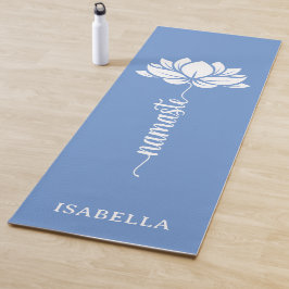 Namaste Lotus Blume Modern Blue Individuelle Name Yogamatte