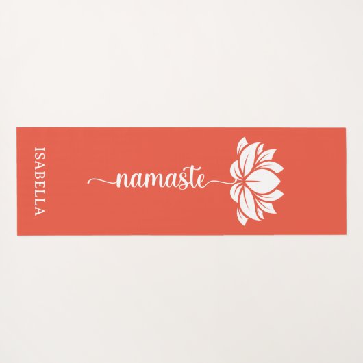 Namaste Lotus Blume Moderne Orange Red Individuell Yogamatte (Rückseite (Horizontal))