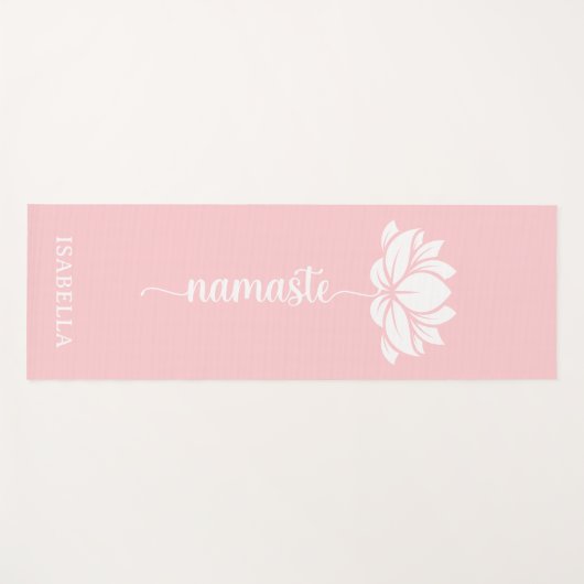 Namaste Lotus Blume Moderne rosa Individuelle Name Yogamatte (Vorderseite (Horizontal))