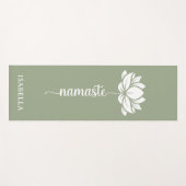 Namaste Lotus Blume Moderner Grüner Individuelle N Yogamatte (Vorderseite (Horizontal))