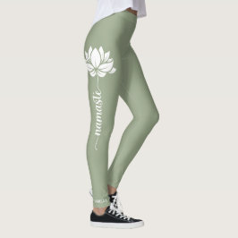 Namaste Lotus Blume Moderner Personalisierter Name Leggings