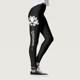 Namaste Lotus Blume Moderner Personalisierter Name Leggings