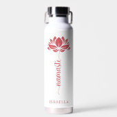 Namaste Lotus Blume Moderner Personalisierter Name Trinkflasche (Vorne)