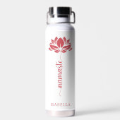Namaste Lotus Blume Moderner Personalisierter Name Trinkflasche (Rückseite)
