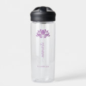 Namaste Lotus Blume Moderner Personalisierter Name Trinkflasche (Vorderseite)
