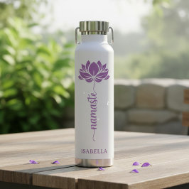 Namaste Lotus Blume Moderner Personalisierter Name Trinkflasche