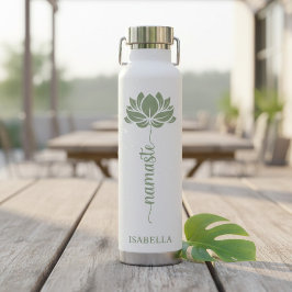 Namaste Lotus Blume Moderner Personalisierter Name Trinkflasche
