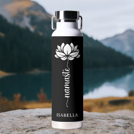 Namaste Lotus Blume Moderner Personalisierter Name Trinkflasche
