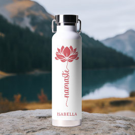 Namaste Lotus Blume Moderner Personalisierter Name Trinkflasche