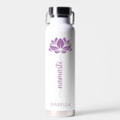Namaste Lotus Blume Moderner Personalisierter Name Trinkflasche (Vorne)