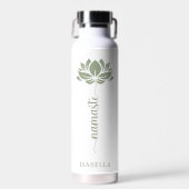 Namaste Lotus Blume Moderner Personalisierter Name Trinkflasche (Vorne)