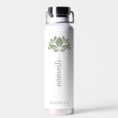Namaste Lotus Blume Moderner Personalisierter Name Trinkflasche (Rückseite)