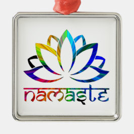 Namaste, Lotus-Blume, Regenbogen, spirituelle Orna Silbernes Ornament