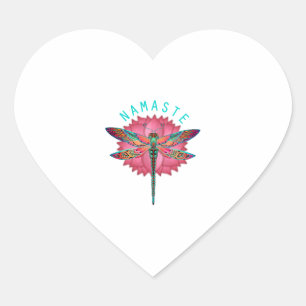 Namaste Lotus Dragonfly Yoga Herz-Aufkleber
