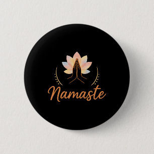 Namaste-Lotus-Motiv für Yoga-Meditation Spirituali Button