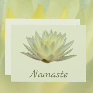 Namaste Lotus Seerose Gelb Grüne Blüten Postkarte