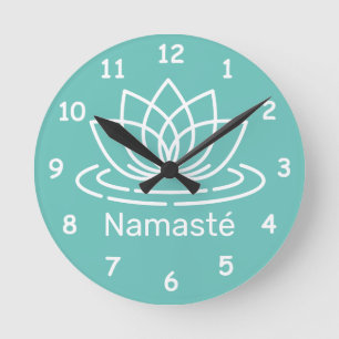 Namasté Lotusblume Yoga Meditation Wanduhr