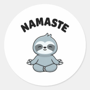 Namaste Lustiger Süßer Faultier Kawaii Yoga Faulti Runder Aufkleber