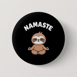 Namaste Lustiges Niedliches Faultier Kawaii Yoga F Button