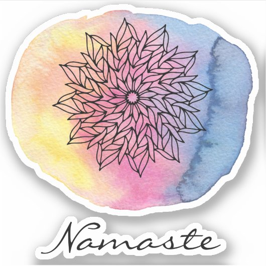 *~* Namaste Mandala Abstrakte Aquarellaufkleber Aufkleber (Vorderseite)