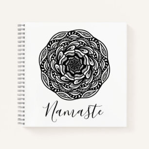 Namaste Mandala Elegantes Abstraktes Schwarz Notizblock