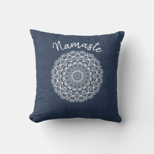 Namaste Mandala Navy Blue Modern Kissen
