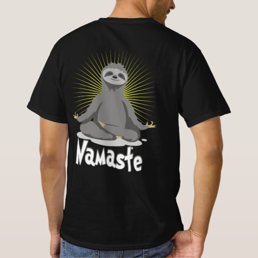 Namaste Meditating Yoga Sloth T-Shirt (Rückseite)