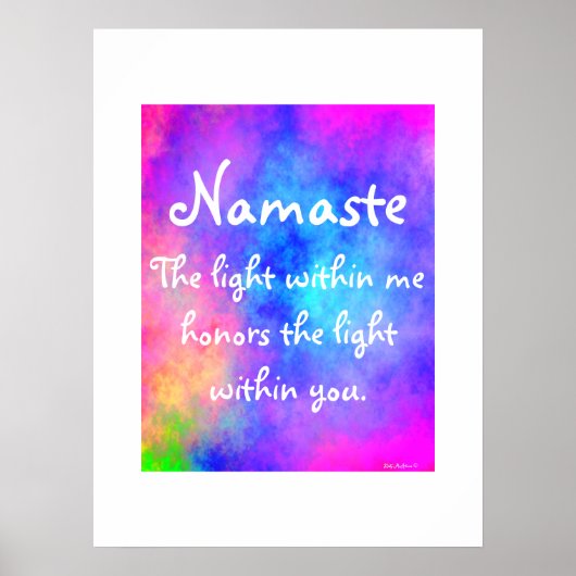Namaste Meditation Yoga Bright Farbige Wasserfarbe Poster (Vorne)