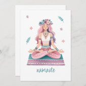 Namaste-meditierende Frau- boho Illustration Einladung (Vorne/Hinten)