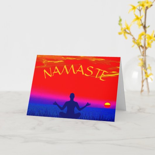 Namaste Mindfulness Meditation und Yoga Zen Sunset Karte (Gelbe Blume)