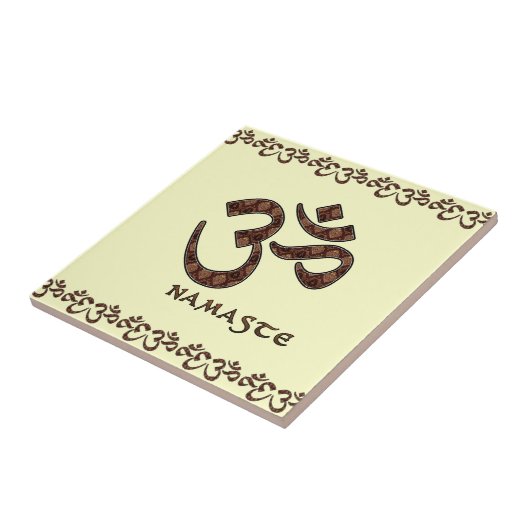 Namaste mit OM-Symbol Brown und Creme Fliese (Seite)