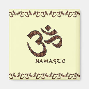 Namaste mit OM-Symbol Brown und Creme Magnet