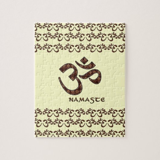 Namaste mit OM-Symbol Brown und Creme Puzzle (Vertikal)