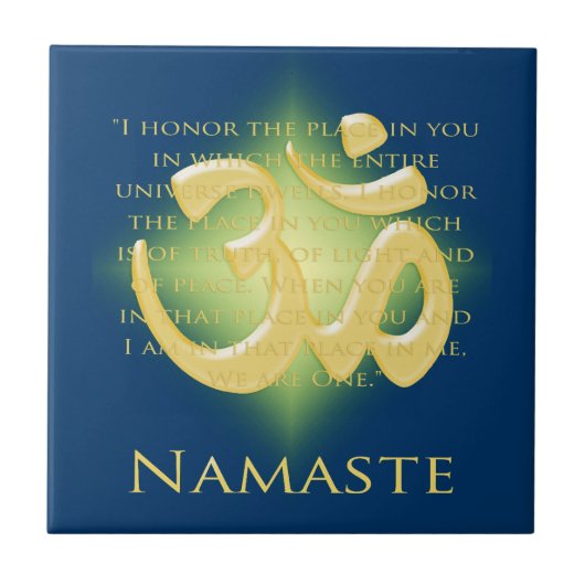 Namaste mit OM-Symbol Fliese (Vorderseite)