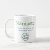 Namaste - mit Zitat und OM-Symbol Kaffeetasse (Links)