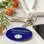 Namaste - mit Zitat und Om-Symbol Schlüsselanhänger (Seite)