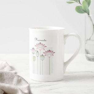 Namaste Moderne rosa Lotusblume Porzellantasse