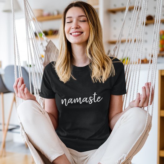Namasté | Moderne Schwarze Meditation Spiritueller T-Shirt