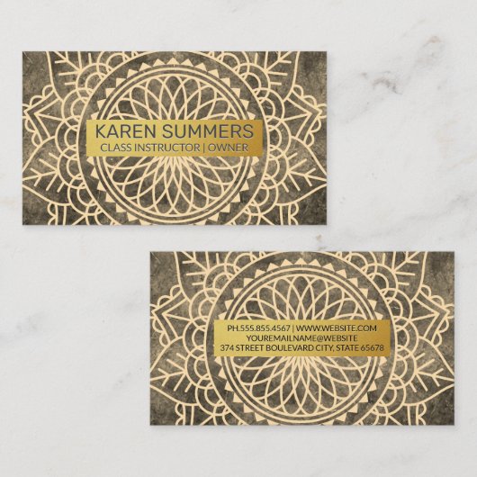 Namaste Muster | Goldene Metallrahmen Visitenkarte (Vorne/Hinten)