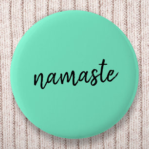 Namaste   Neo Mint Green Modern Yoga Spiritual Button