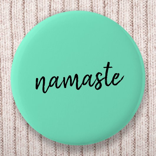Namaste | Neo Mint Green Modern Yoga Spiritual Button