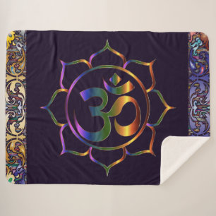Namaste Om Lotus Rainbow Vintag Sherpa Blanket Sherpadecke