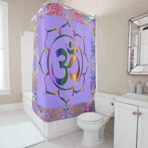 Namaste Om Lotus Rainbow Vintag Showdusche Curta Duschvorhang