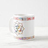 Namaste Om Lotus Rainbow Vintage Grenze Kaffeetasse (Vorderseite Links)