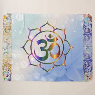 Namaste Om Lotus Regenbogen Spirituell Vintage Sherpadecke