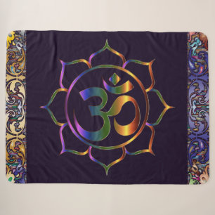 Namaste Om Lotus Regenbogen Vintage Sherpa-Decke Sherpadecke